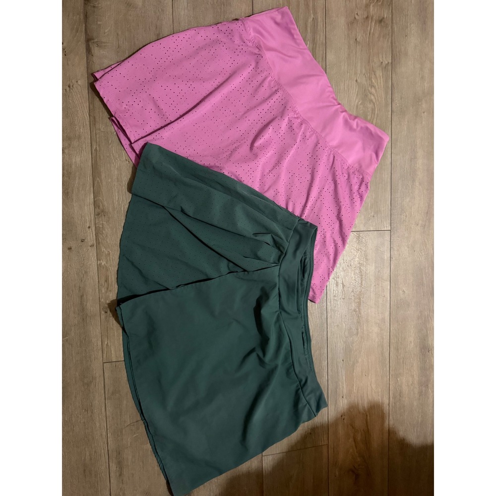 Avia & BCG Athletic Skorts Bundle Teal Pink Perforated Tennis Skirts Womens L